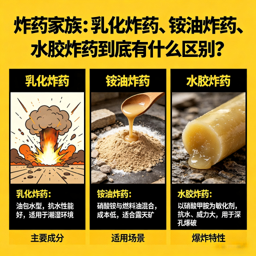 黎城炸药家族：乳化炸药、铵油炸药、水胶炸药到底有什么区别？